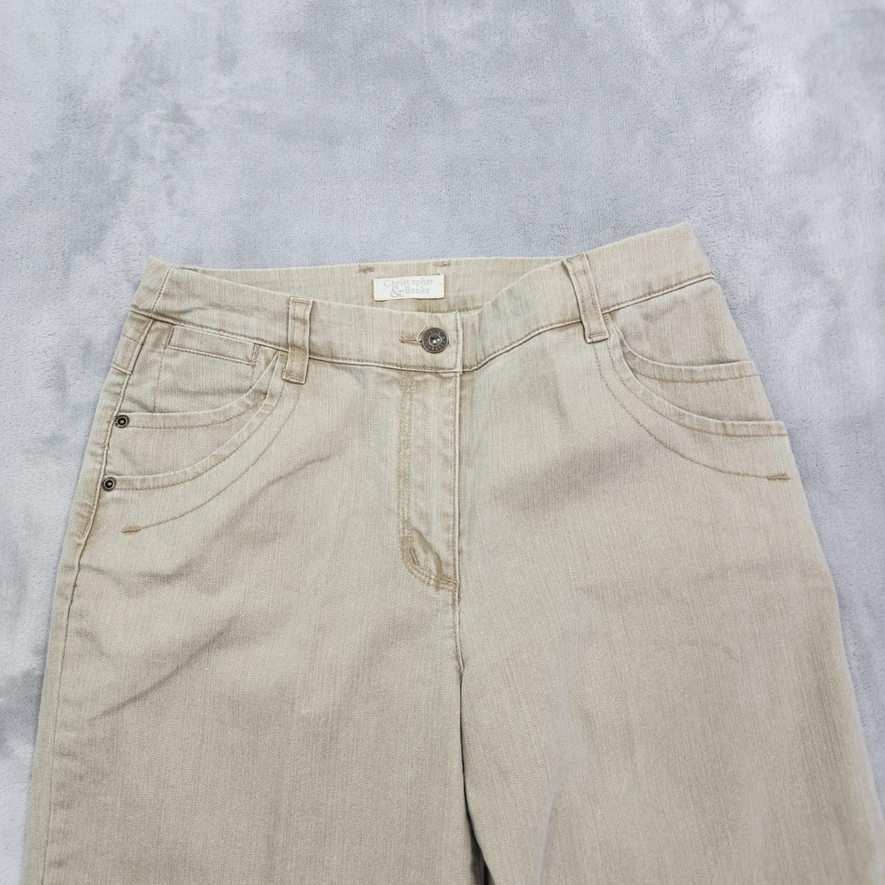 Vintage Christopher & Banks Jeans Womens 6 Beige Mid Rise Straight Leg Stretch - Picture 3 of 16